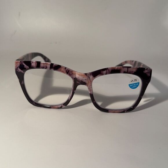 1565 Mona Reading Glasses 1.75 Black GrTortoise Readers Rounded Square Frame NWT - Picture 3 of 9